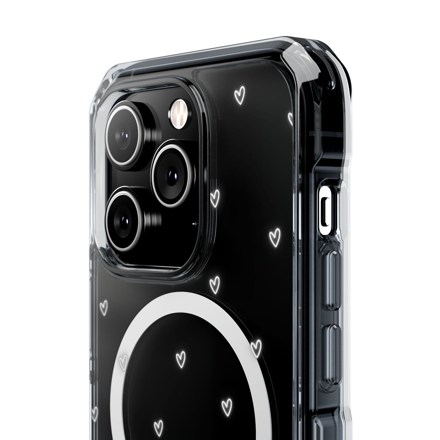 Neon Heart Bling Clear MagSafe Case