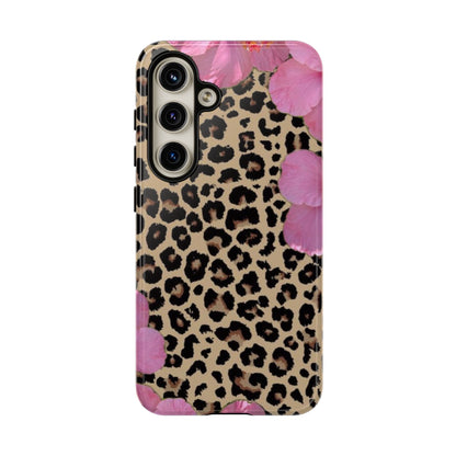 Leopard Bloom Pink Floral Phone Case – Trendy Animal Print Case for iPhone & Samsung