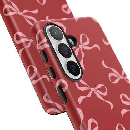 Pink Bows on Red Phone Case - JGUS