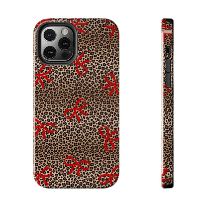 Bold Bow Leopard Print Phone Case – Aesthetic Protective Cover for iPhone & Samsung - Fashionable Animal Print Cover