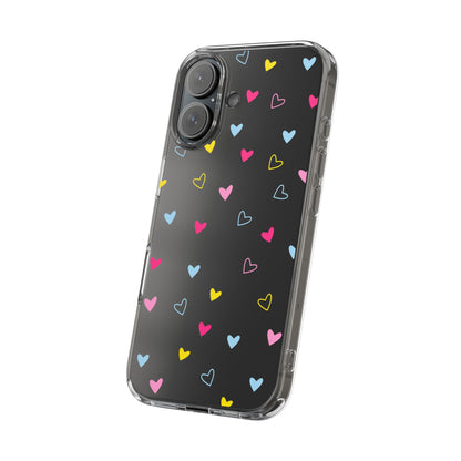 Transparent Heart Design Pattern Clear Phone Case