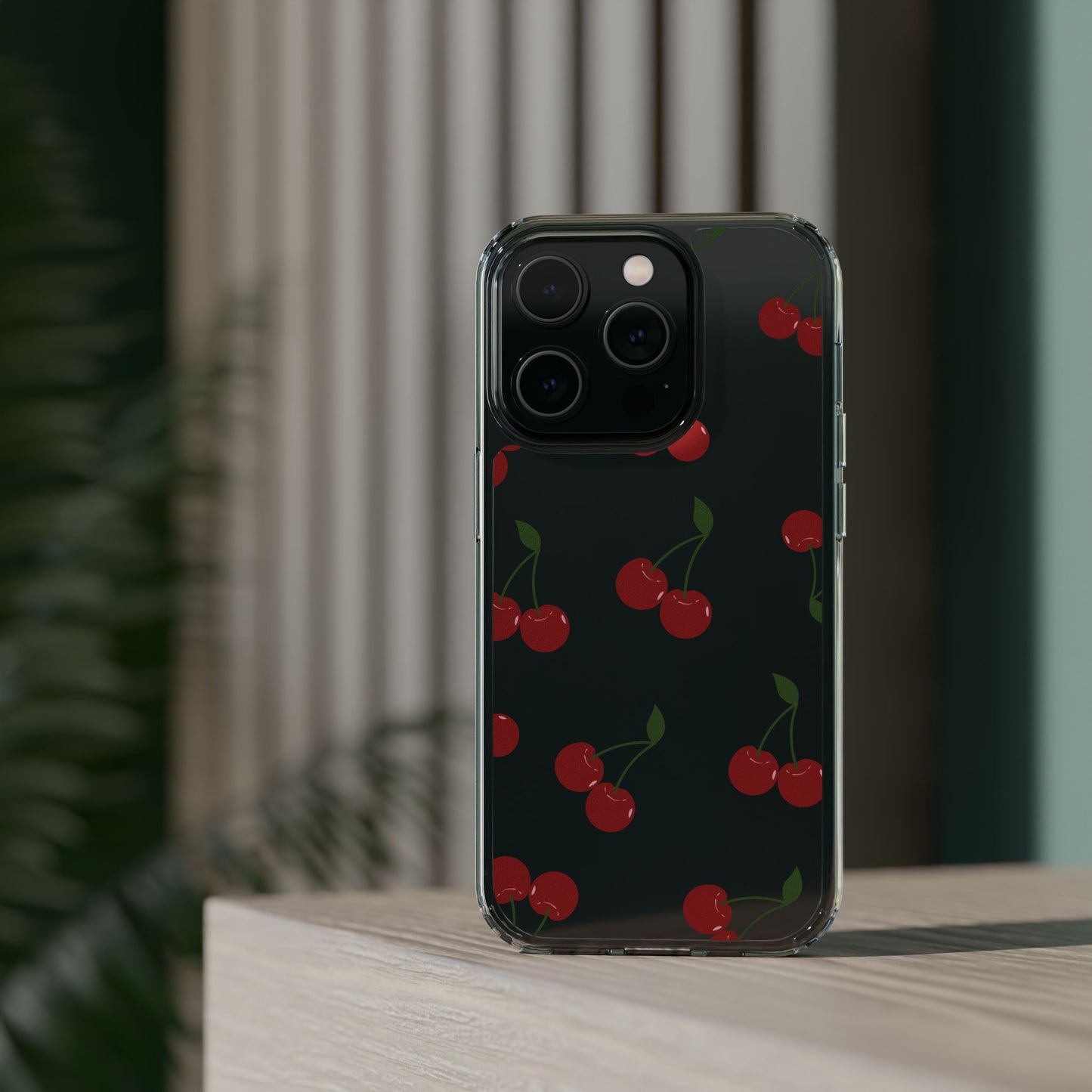 Random Cherry Pattern Clear Phone Case