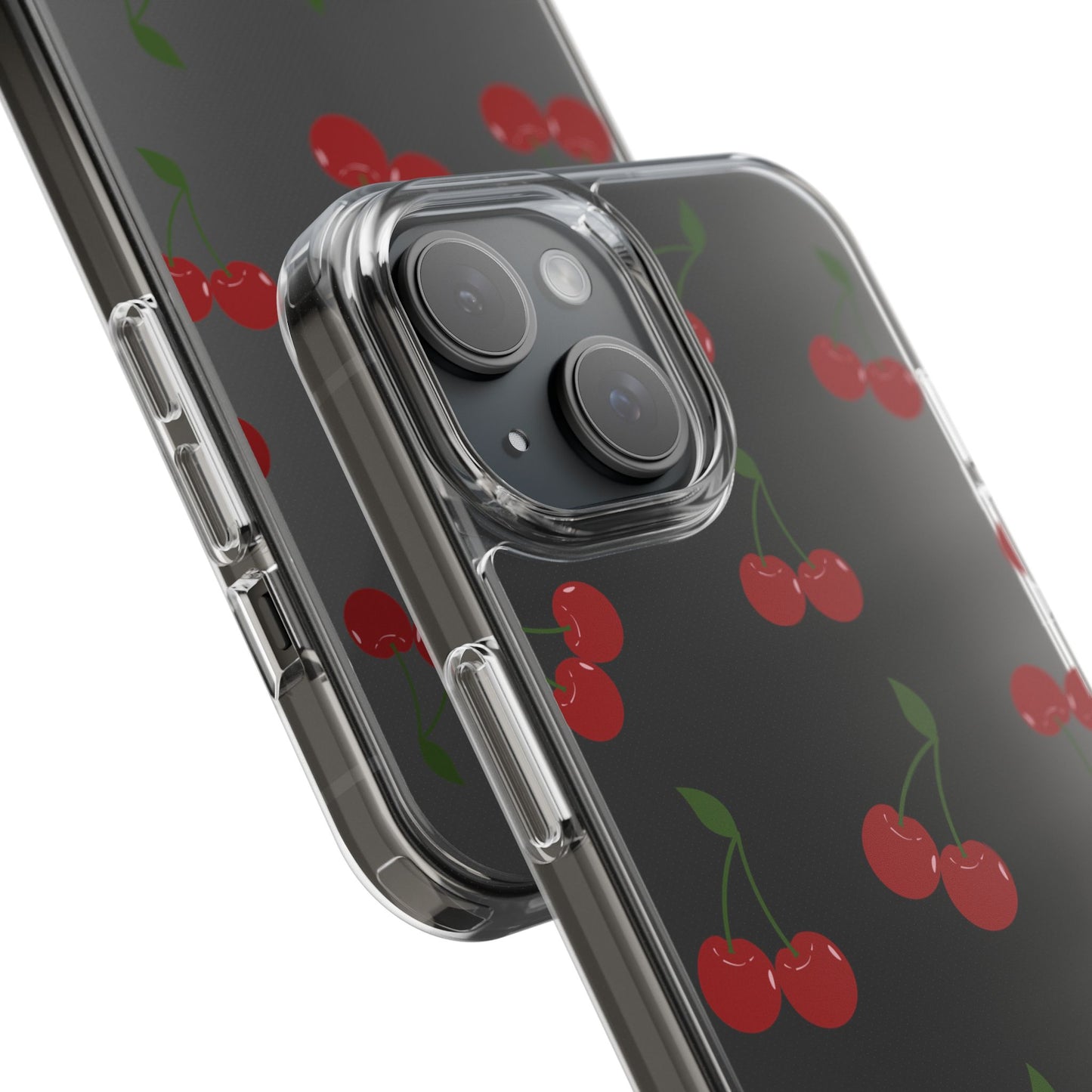 Random Cherry Pattern Clear Phone Case – Playful and Protective