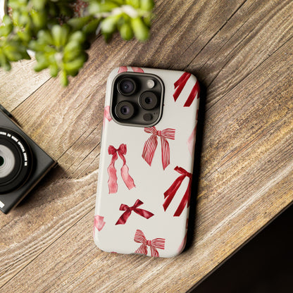 Burgundy Chic Bow Design Phone Case - JGUS