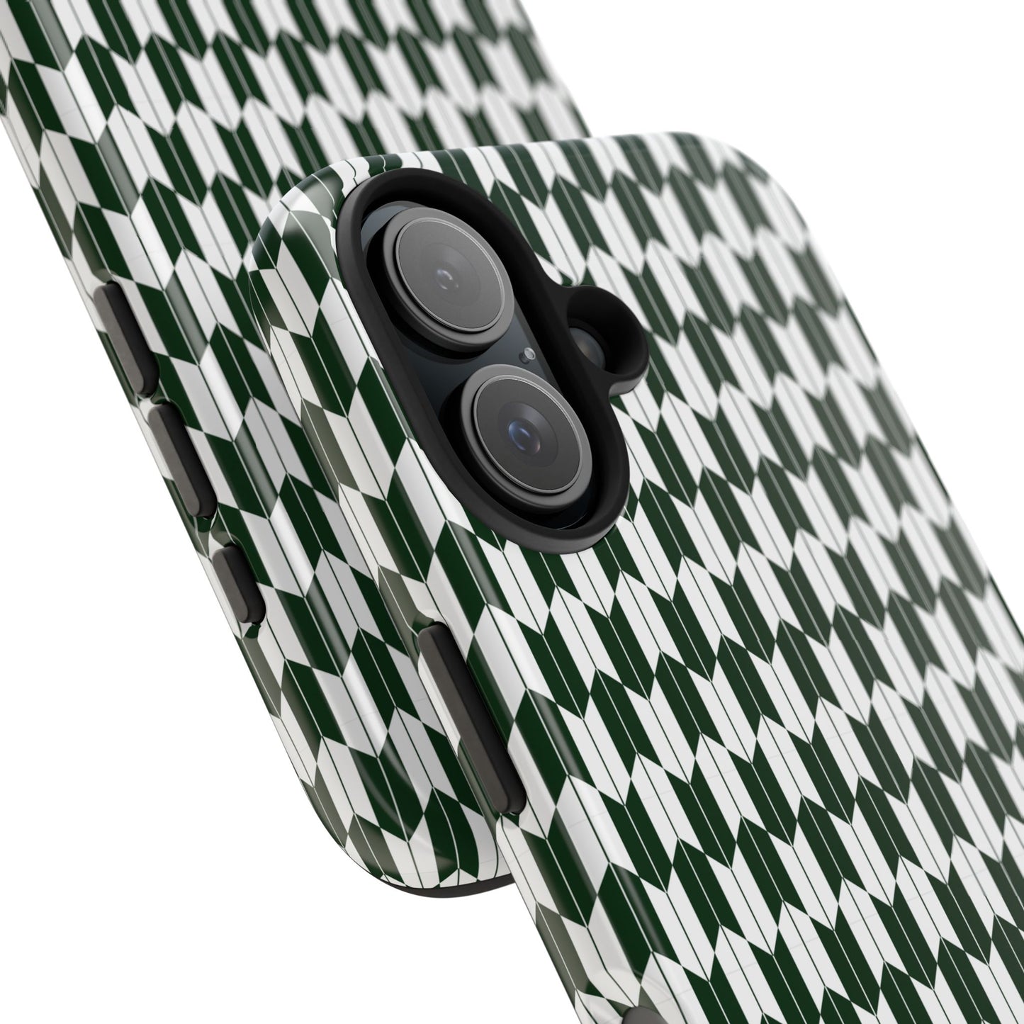 Green Harmony Geometric Phone Case – Durable, Slim, and MagSafe Compatible