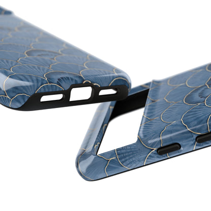 Blue Scallop Phone Case for iPhone Samsung Pixel – Art Deco Fan Gold Luxury Aesthetic - JGUS
