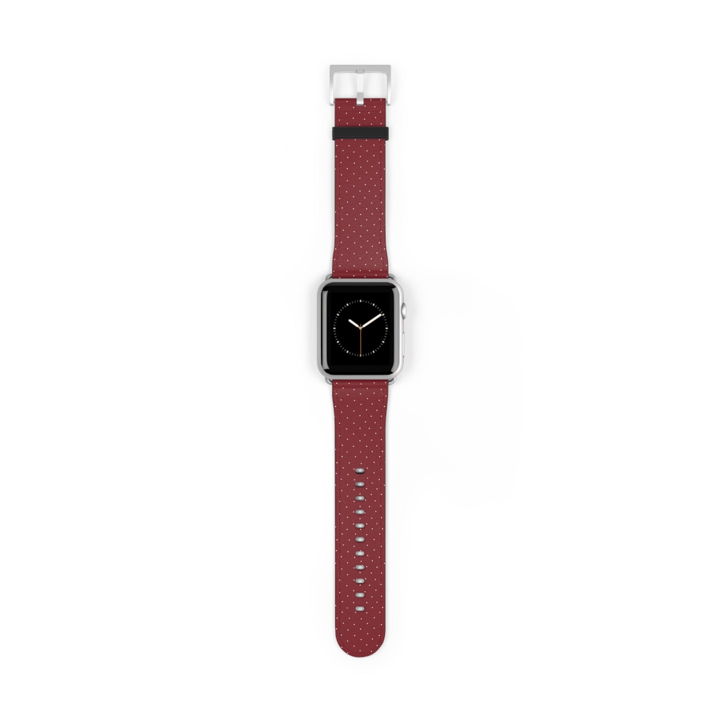 Burgundy & White Vegan Leather Apple Watch Band - Eco-Friendly & Festive Design