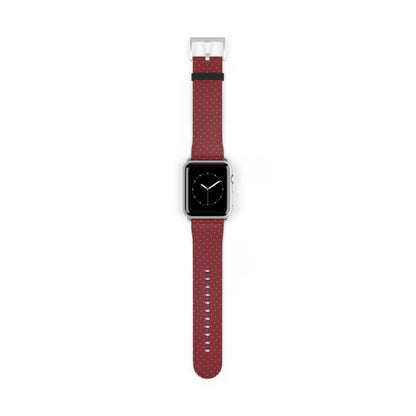 Burgundy & White Vegan Leather Apple Watch Band - Eco-Friendly & Festive Design