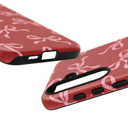 Pink Bows on Red Phone Case - JGUS