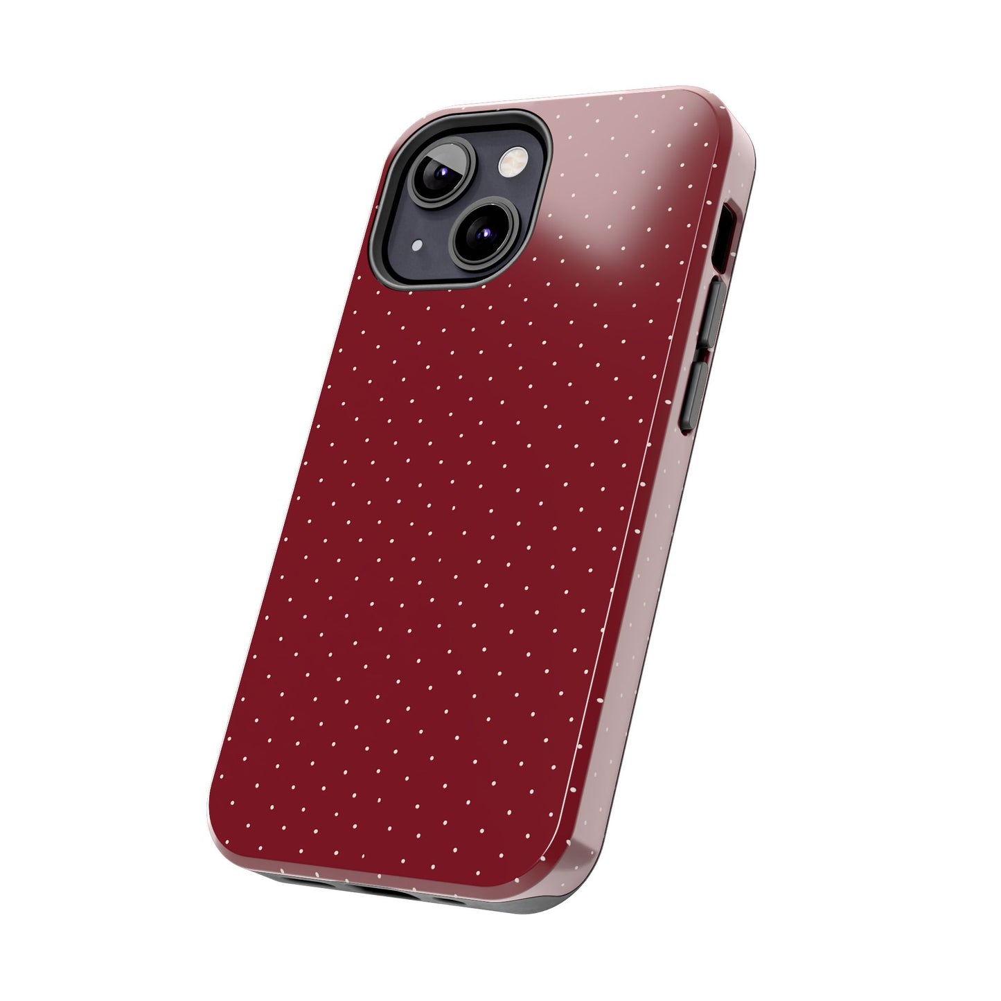 Burgundy  & White Dots Case