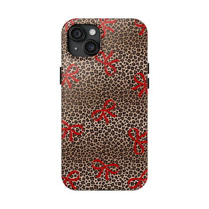 Bold Bow Leopard Print Phone Case – Aesthetic Protective Cover for iPhone & Samsung - Fashionable Animal Print Cover