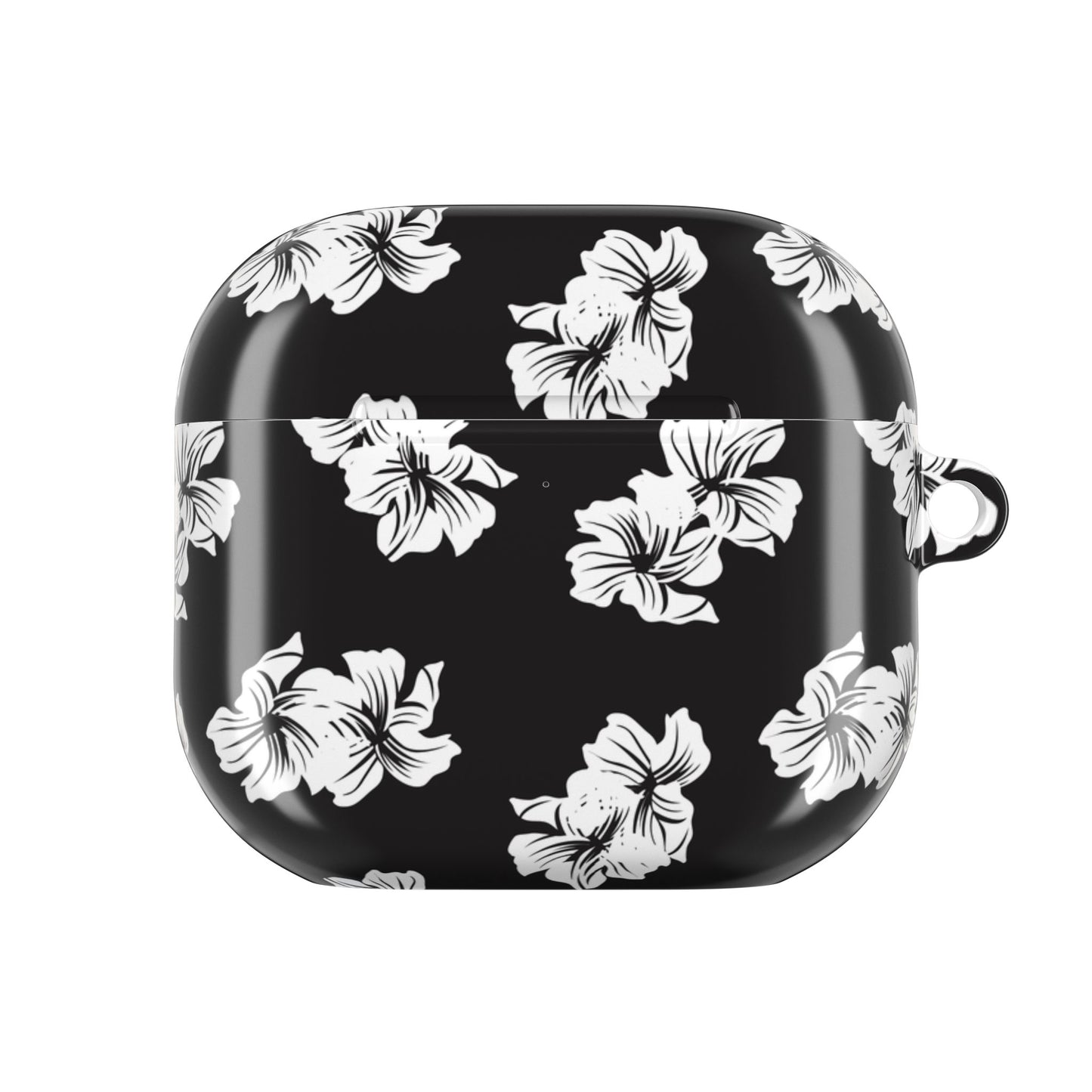 Black & White Floral Shockproof & Scratch-Resistant AirPods Case – Wireless Charging Compatible