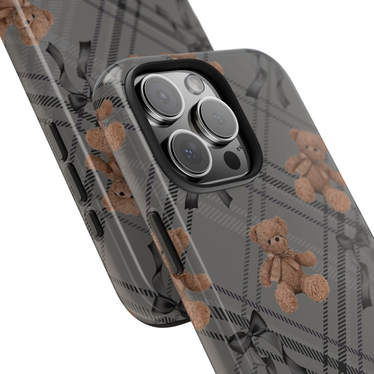 Cute Bows & Bears Phone Case – Customizable, Dual-Layer Protection for iPhone & Samsung