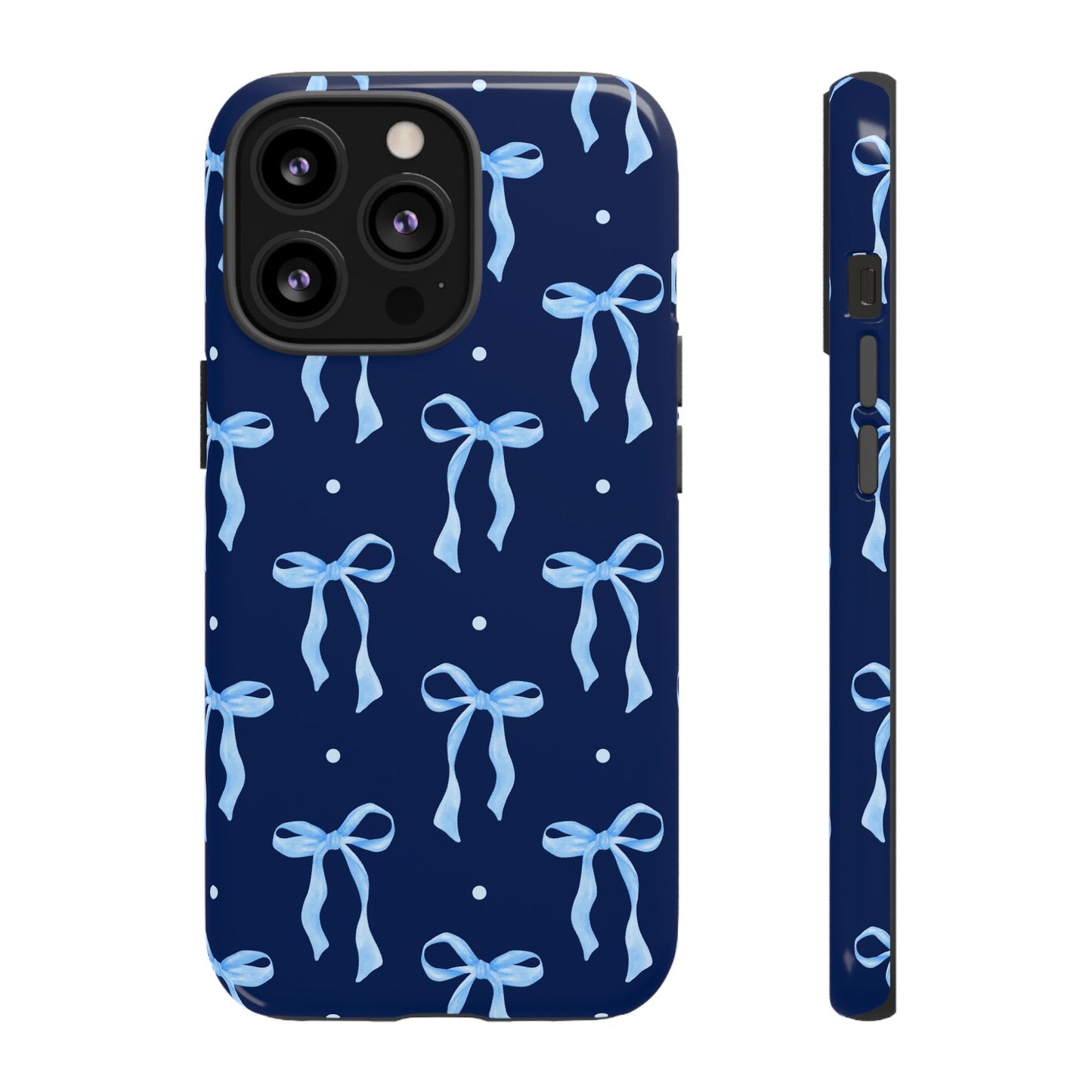 Bows & Blues Phone Case – Aesthetic Ribbon Print | Fits iPhone & Samsung - JGUS