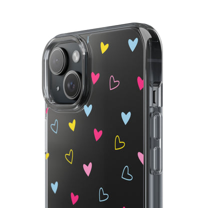 Transparent Heart Design Pattern Clear Phone Case