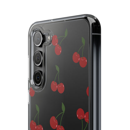 Random Cherry Pattern Clear Phone Case – Playful and Protective