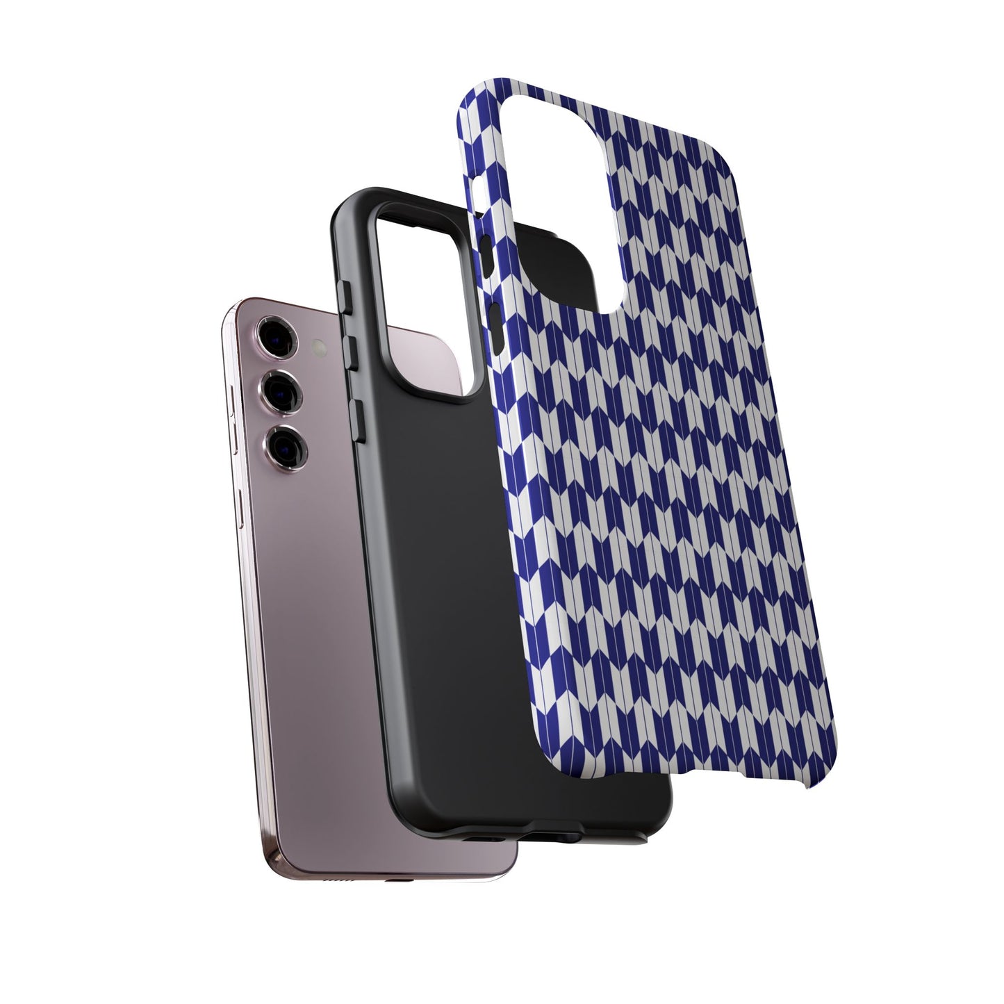 Navy Blue Geometric Phone Case for iPhone Samsung Pixel – Minimal Pattern Modern Aesthetic - JGUS