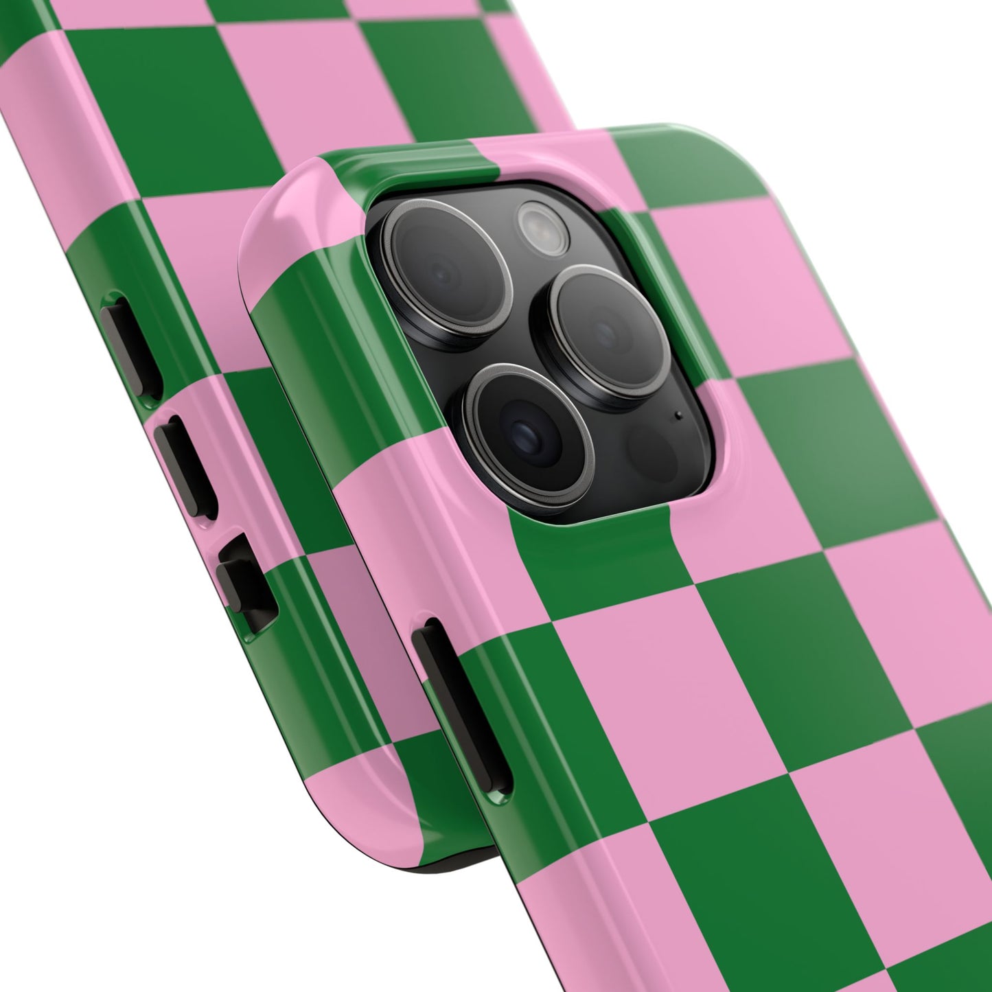 Pink Retro Checkered Phone Case – 90s Aesthetic, Vintage Grid Pattern for iPhone & Samsung