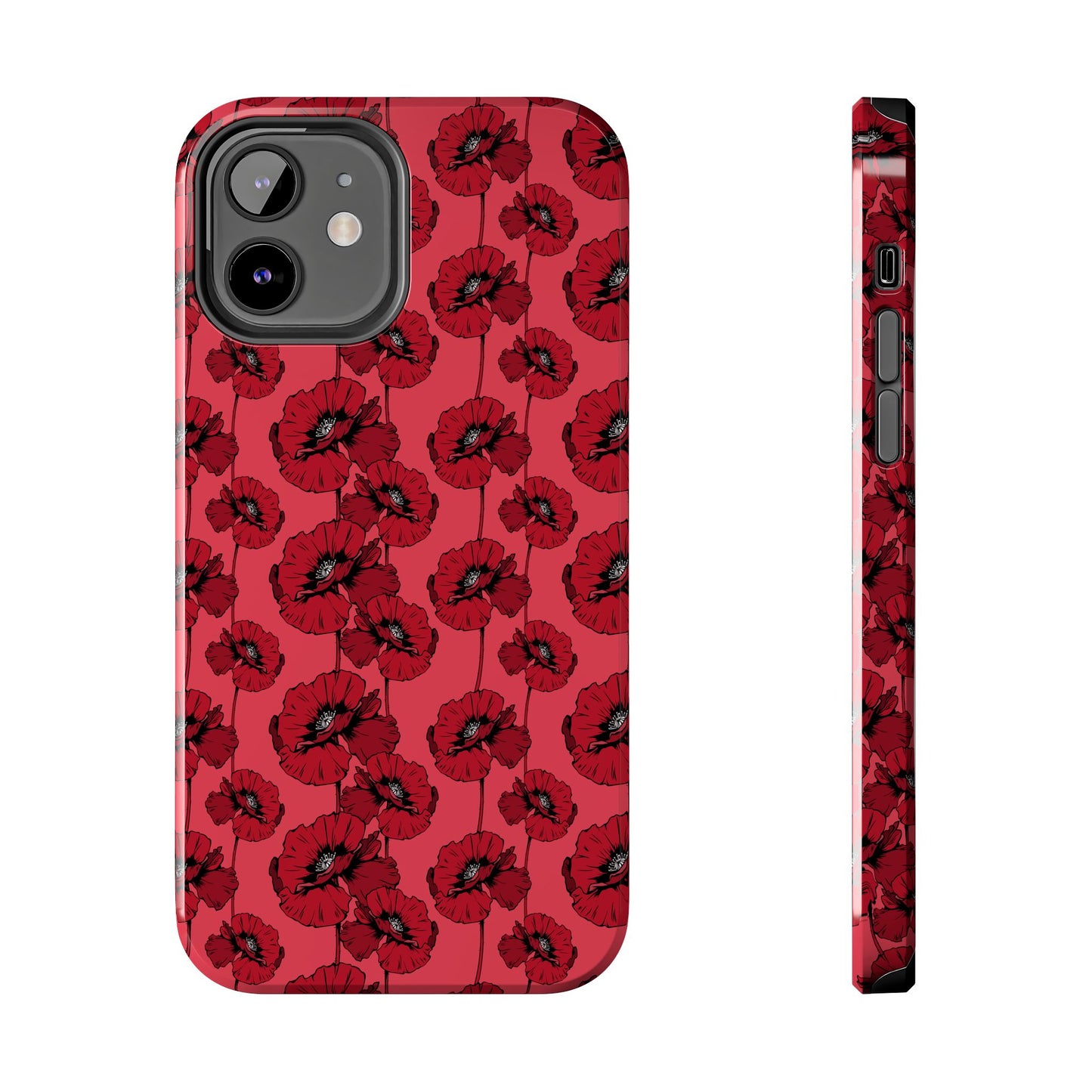 Scarlet Sketch | Red Poppy Floral Phone Case – Aesthetic Protective Cover for iPhone & Samsung