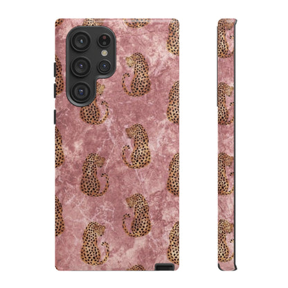 Pink Leopard Print Marble Phone Case – Cute Animal Design for iPhone & Samsung