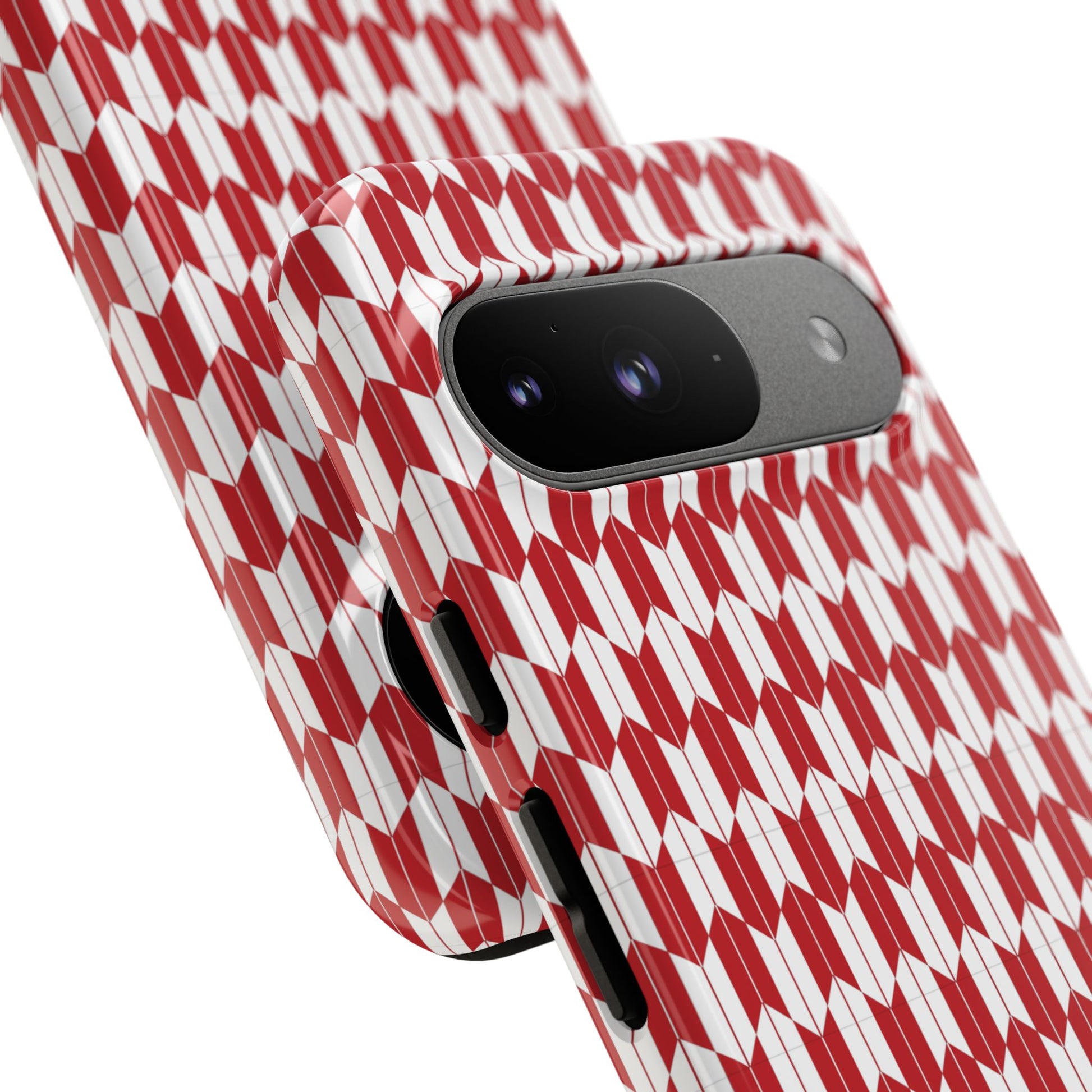 Red Geometric Phone Case for iPhone Samsung Pixel – Bold Pattern Aesthetic Modern Design - JGUS