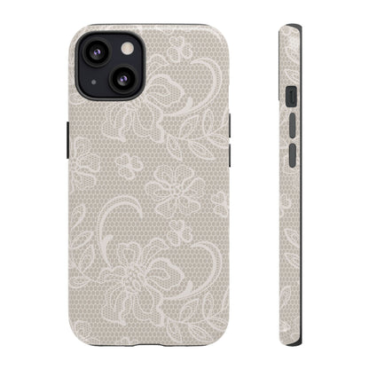 Lace Phone Case for iPhone Samsung Pixel – Cream Floral Elegant Aesthetic - JGUS