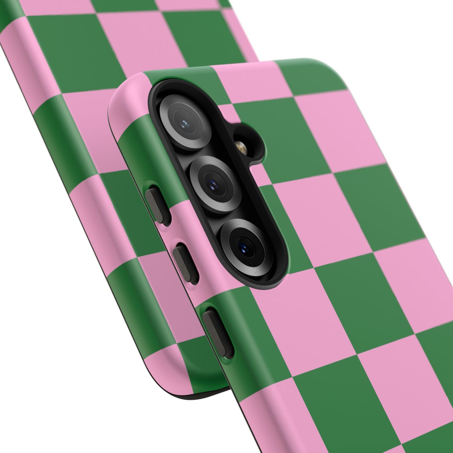 Pink Retro Checkered Phone Case – 90s Aesthetic, Vintage Grid Pattern for iPhone & Samsung - JGUS