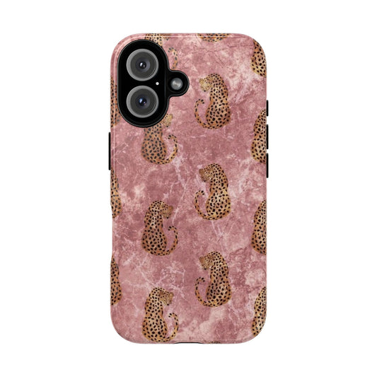 Pink Leopard Print Marble Phone Case – Cute Animal Design for iPhone & Samsung
