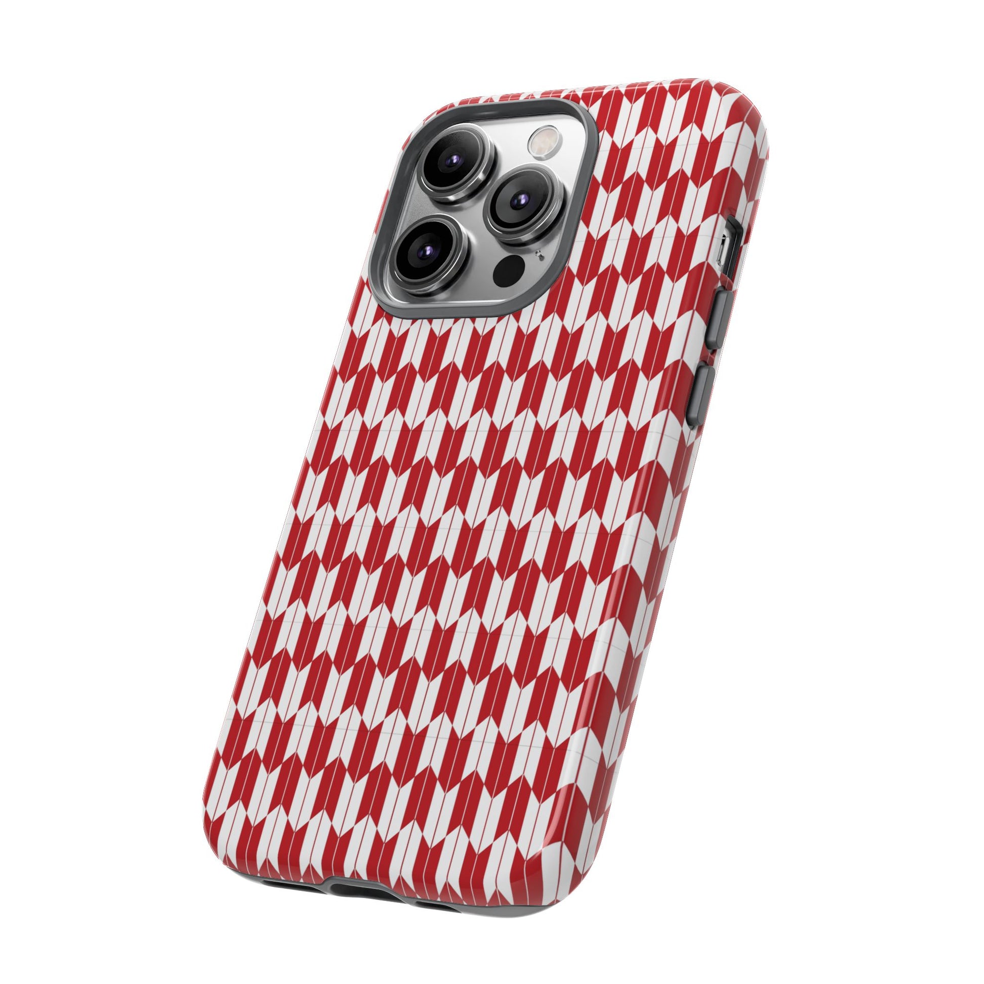 Red Geometric Phone Case for iPhone Samsung Pixel – Bold Pattern Aesthetic Modern Design - JGUS