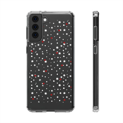 Snowy Hearts Clear Phone Case