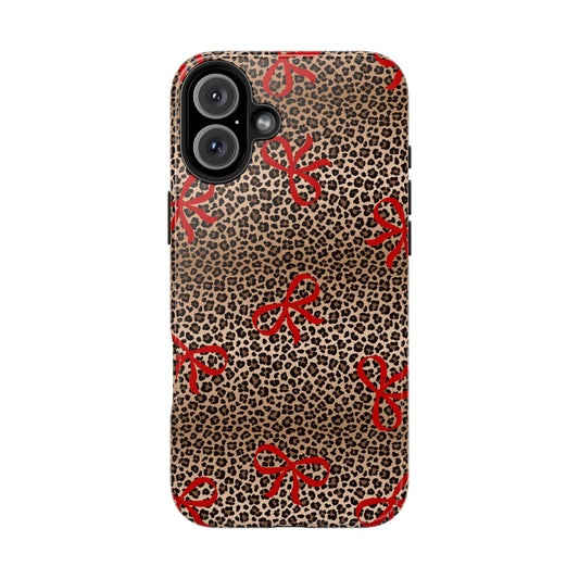 Bold Bow Leopard Print Phone Case – Aesthetic Protective Cover for iPhone & Samsung - Fashionable Animal Print Cover