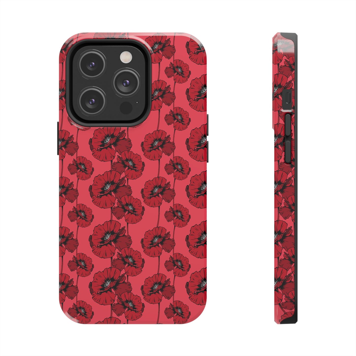 Scarlet Sketch | Red Poppy Floral Phone Case – Aesthetic Protective Cover for iPhone & Samsung