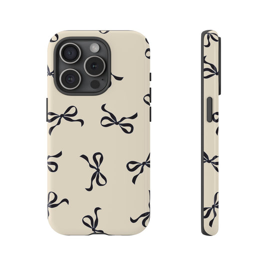 Beige and Black Bow Phone Case