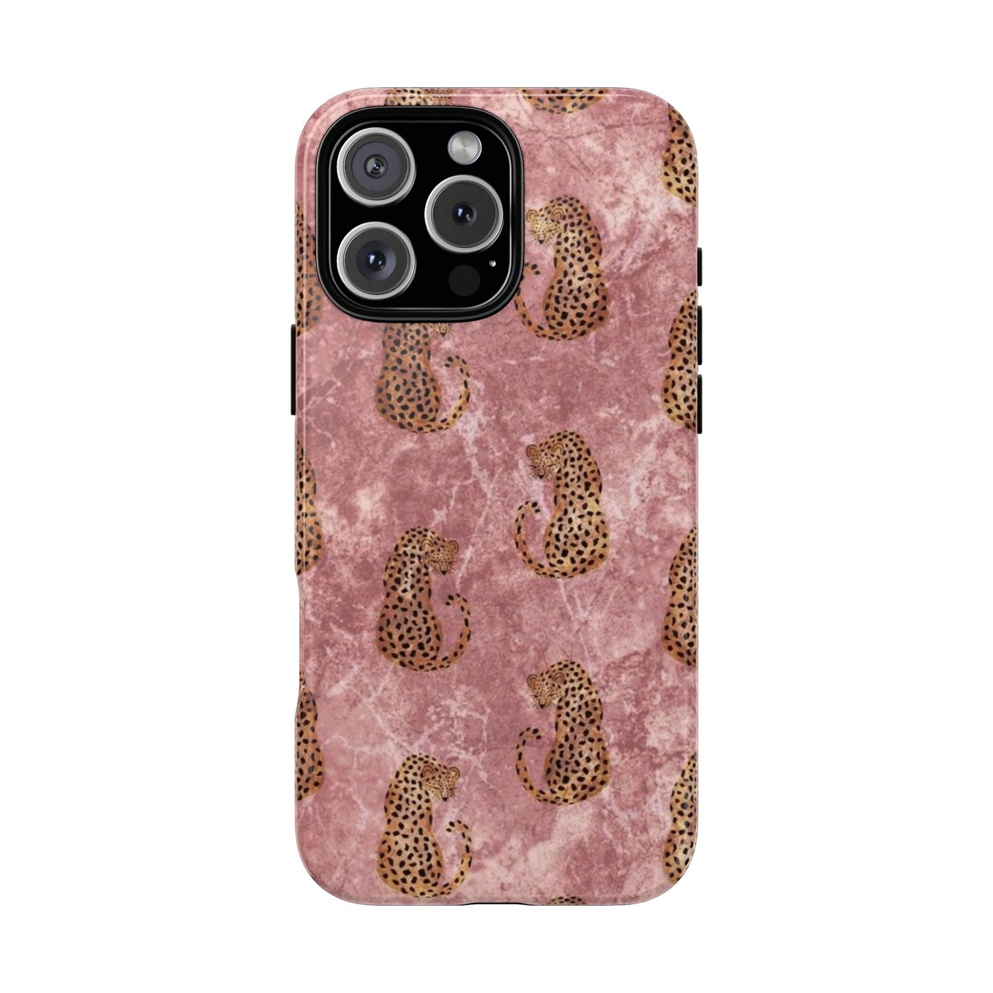 Pink Leopard Print Marble Phone Case – Cute Animal Design for iPhone & Samsung