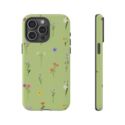 Pastel Green Wildflower Phone Case – Cute Floral Pattern for iPhone & Samsung