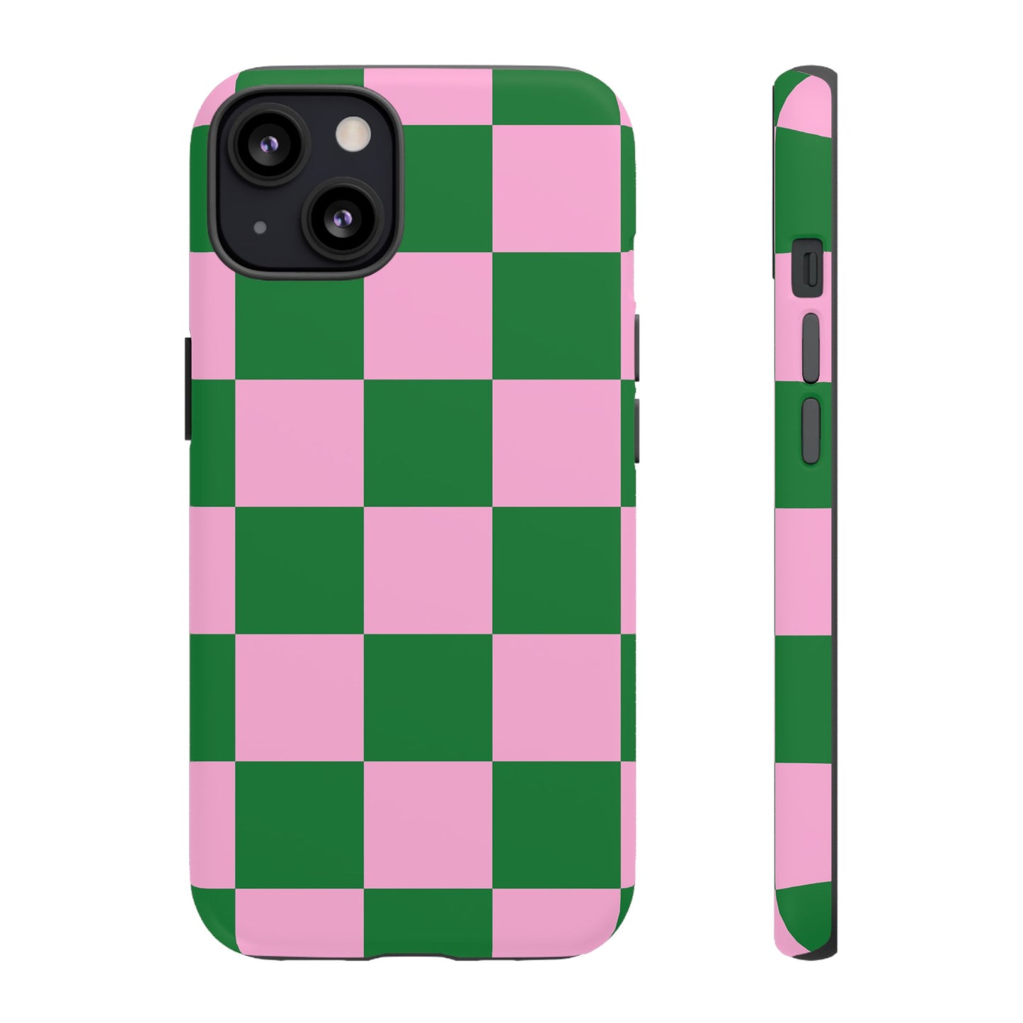 Pink Retro Checkered Phone Case – 90s Aesthetic, Vintage Grid Pattern for iPhone & Samsung - JGUS