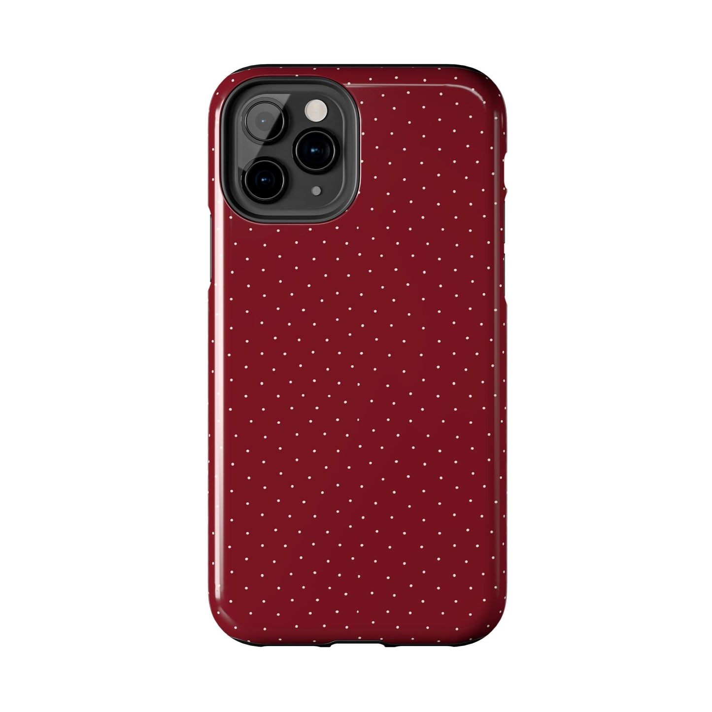 Burgundy  & White Dots Case