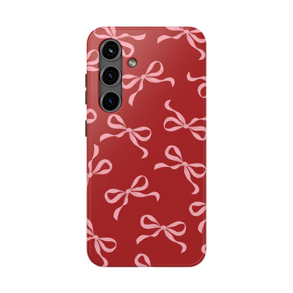 Pink Bows on Red Phone Case