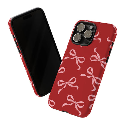 Pink Bows on Red Phone Case - JGUS