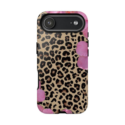 Leopard Bloom Pink Floral Phone Case – Trendy Animal Print Case for iPhone & Samsung