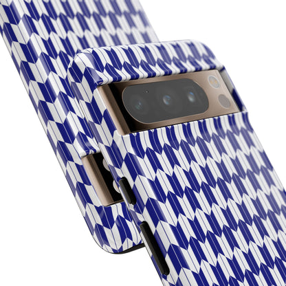 Navy Blue Geometric Phone Case for iPhone Samsung Pixel – Minimal Pattern Modern Aesthetic - JGUS
