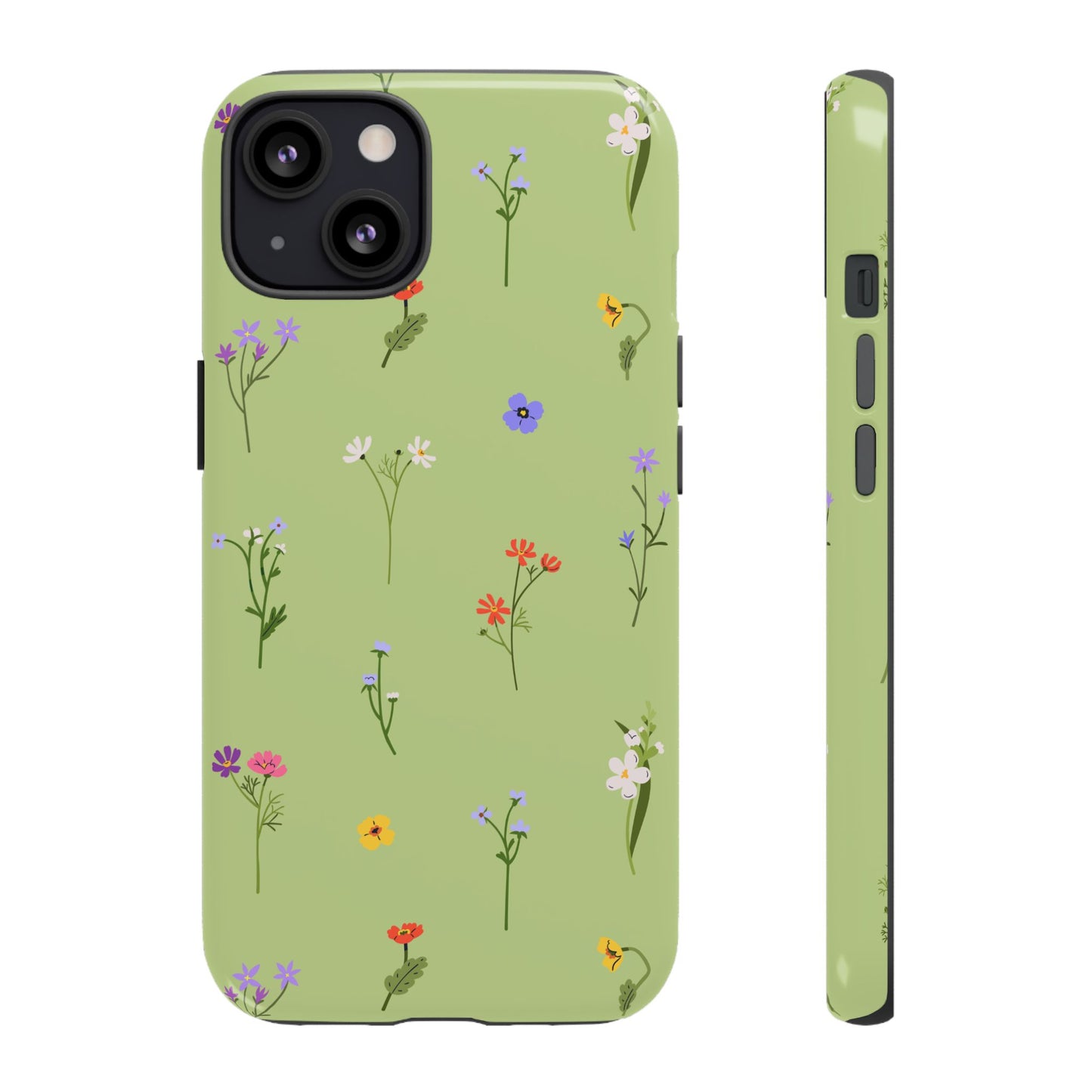 Pastel Green Wildflower Phone Case – Cute Floral Pattern for iPhone & Samsung