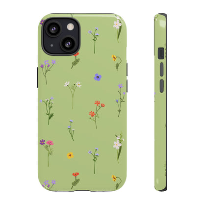 Pastel Green Wildflower Phone Case – Cute Floral Pattern for iPhone & Samsung