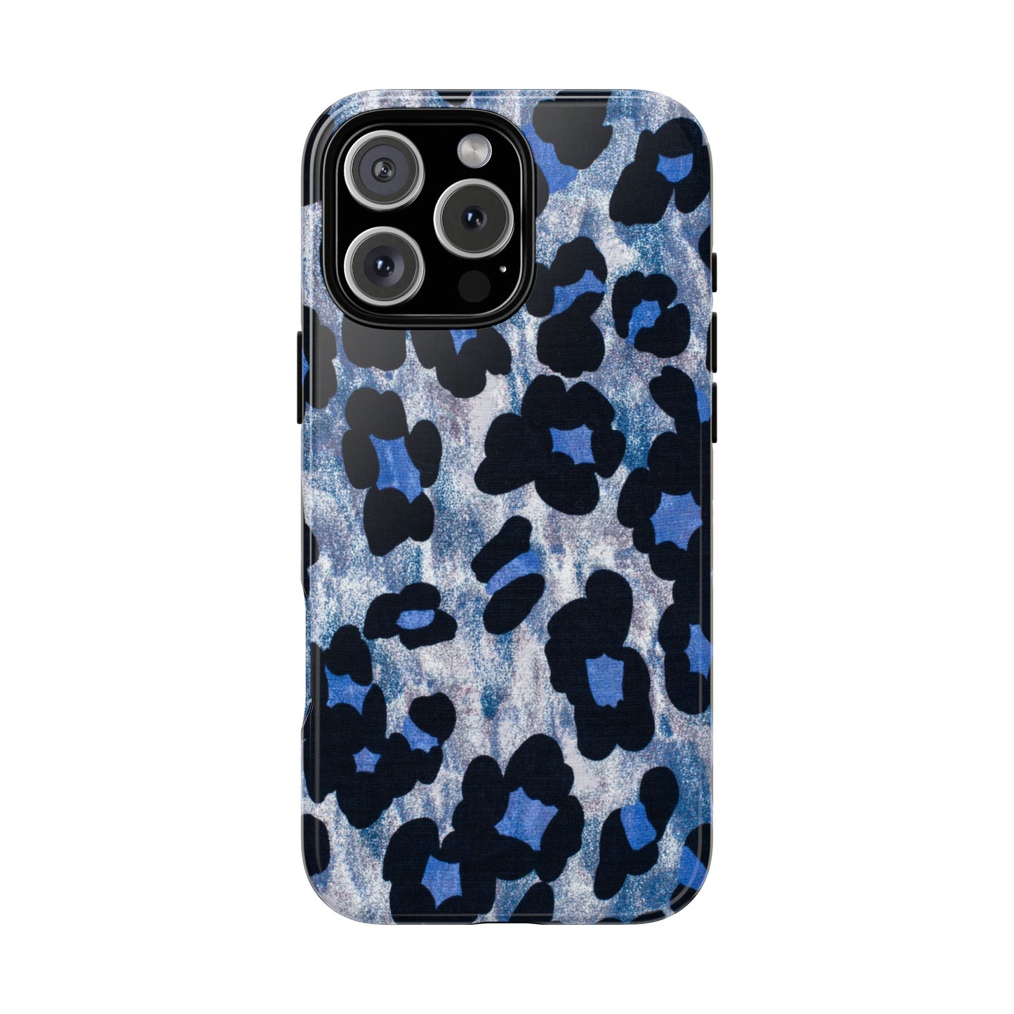 Blue & Black Leopard Print Phone Case – Bold Animal Pattern for iPhone & Samsung