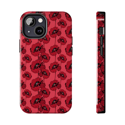 Scarlet Sketch | Red Poppy Floral Phone Case – Aesthetic Protective Cover for iPhone & Samsung