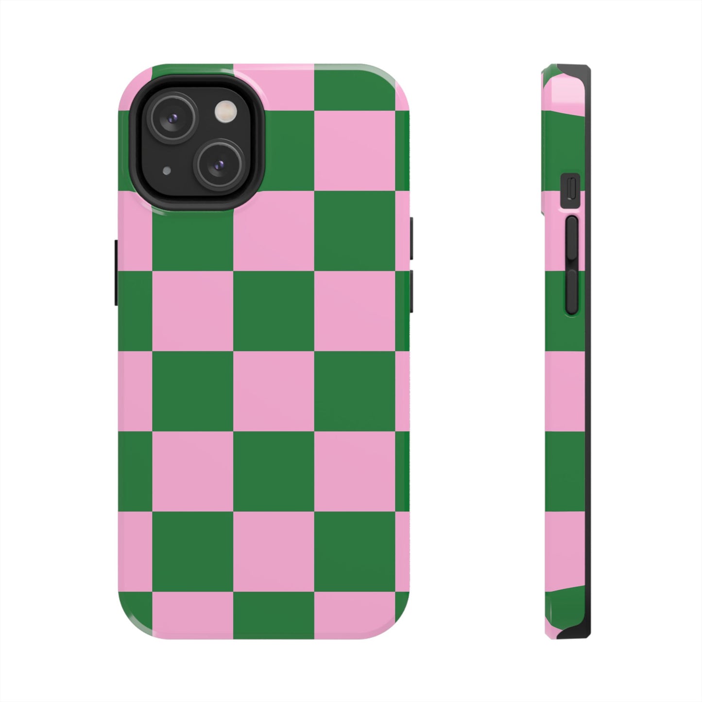 Pink Retro Checkered Phone Case – 90s Aesthetic, Vintage Grid Pattern for iPhone & Samsung