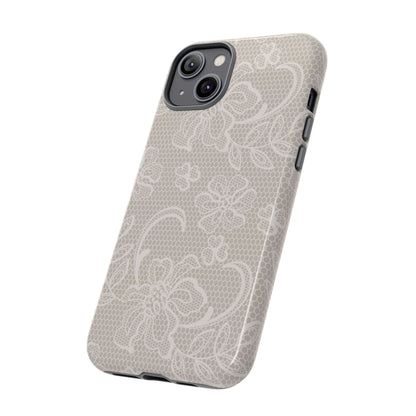 Lace Phone Case for iPhone Samsung Pixel – Cream Floral Elegant Aesthetic - JGUS