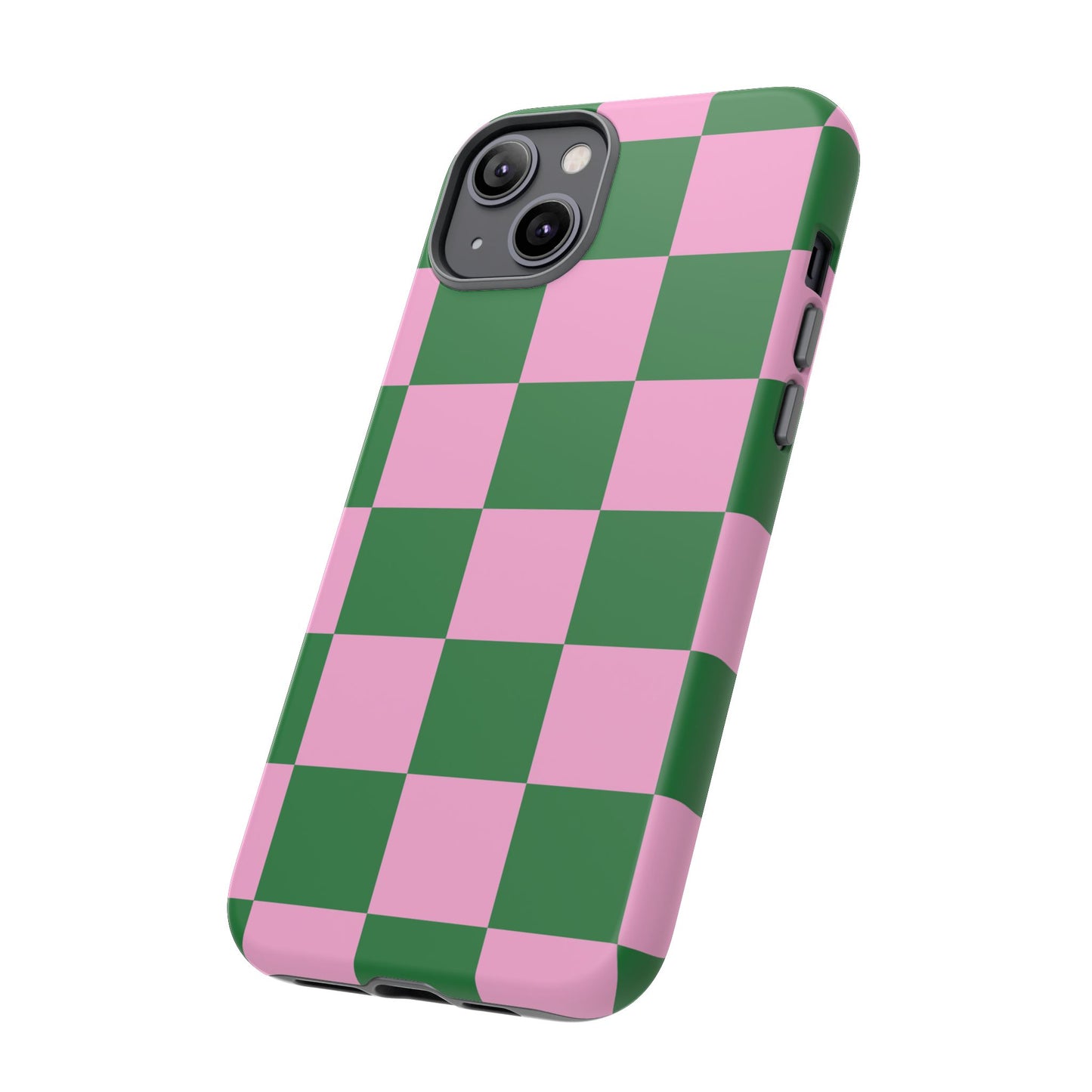 Pink Retro Checkered Phone Case – 90s Aesthetic, Vintage Grid Pattern for iPhone & Samsung - JGUS