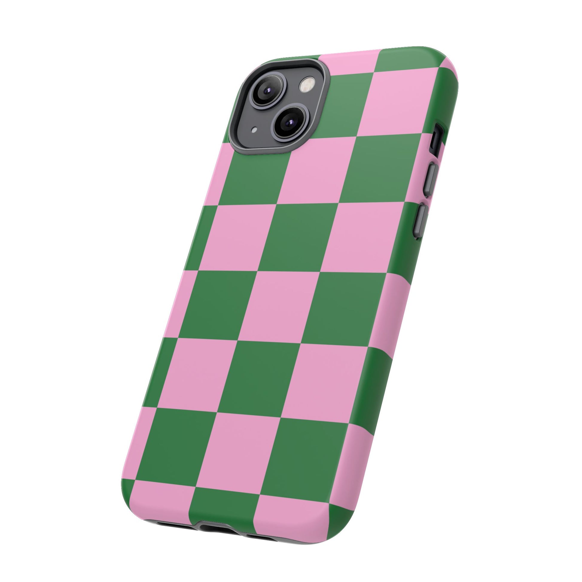 Pink Retro Checkered Phone Case – 90s Aesthetic, Vintage Grid Pattern for iPhone & Samsung - JGUS