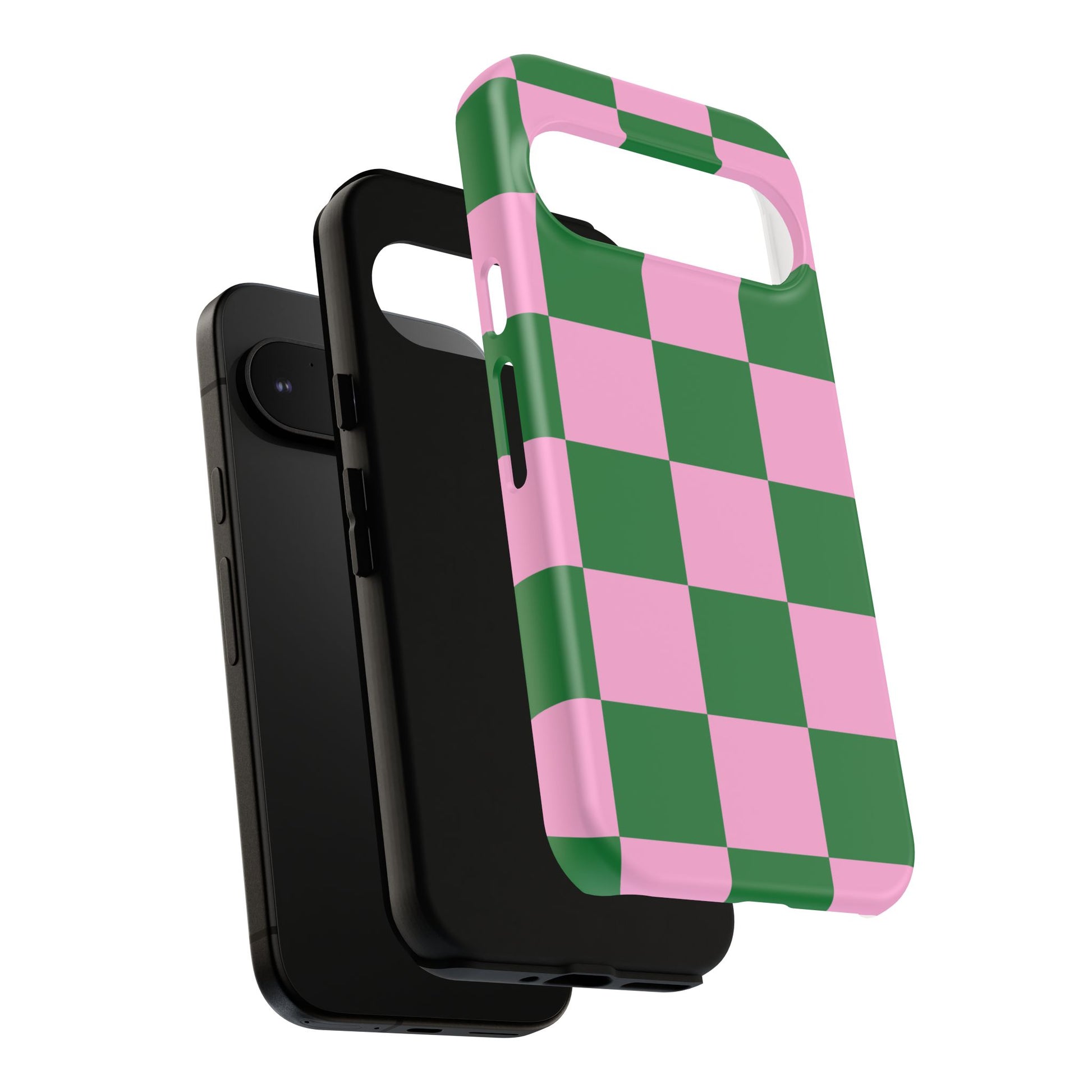 Pink Retro Checkered Phone Case – 90s Aesthetic, Vintage Grid Pattern for iPhone & Samsung - JGUS